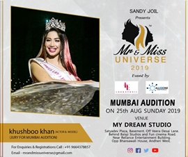 Mr And Miss Universe 2019 Audition In Mumbai Presented by Sandy Joil