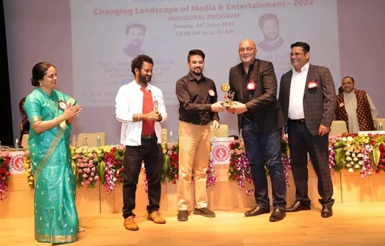 CINTAA Hon Gen Secretary Amit Behl felicitated by Honourable I & B Minister Anurag Thakur at Symbiosis Pune