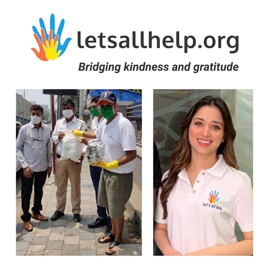 Actress Tamannaah Bhatia And Letsallhelp.Org Extends  Support To Migrant  Workers  In Mumbai