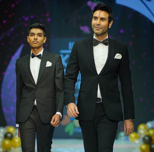 Sandip Soparrkar and his son Arjun Soparkar walk as showstoppers for India Kids Fashion Week – IKFW